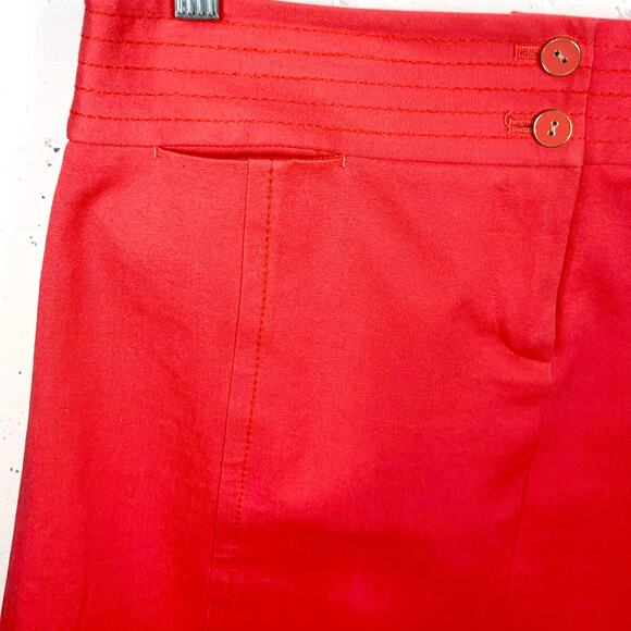 J.McLaughlin Womens 2 Button Detail Straight Pencil Skirt Coral Back Vent 2 - Picture 4 of 11